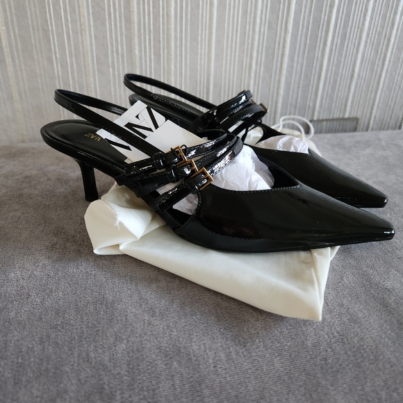 ZARA Sexy Strappy Slingback Heels 7.5 - Picture 6 of 7